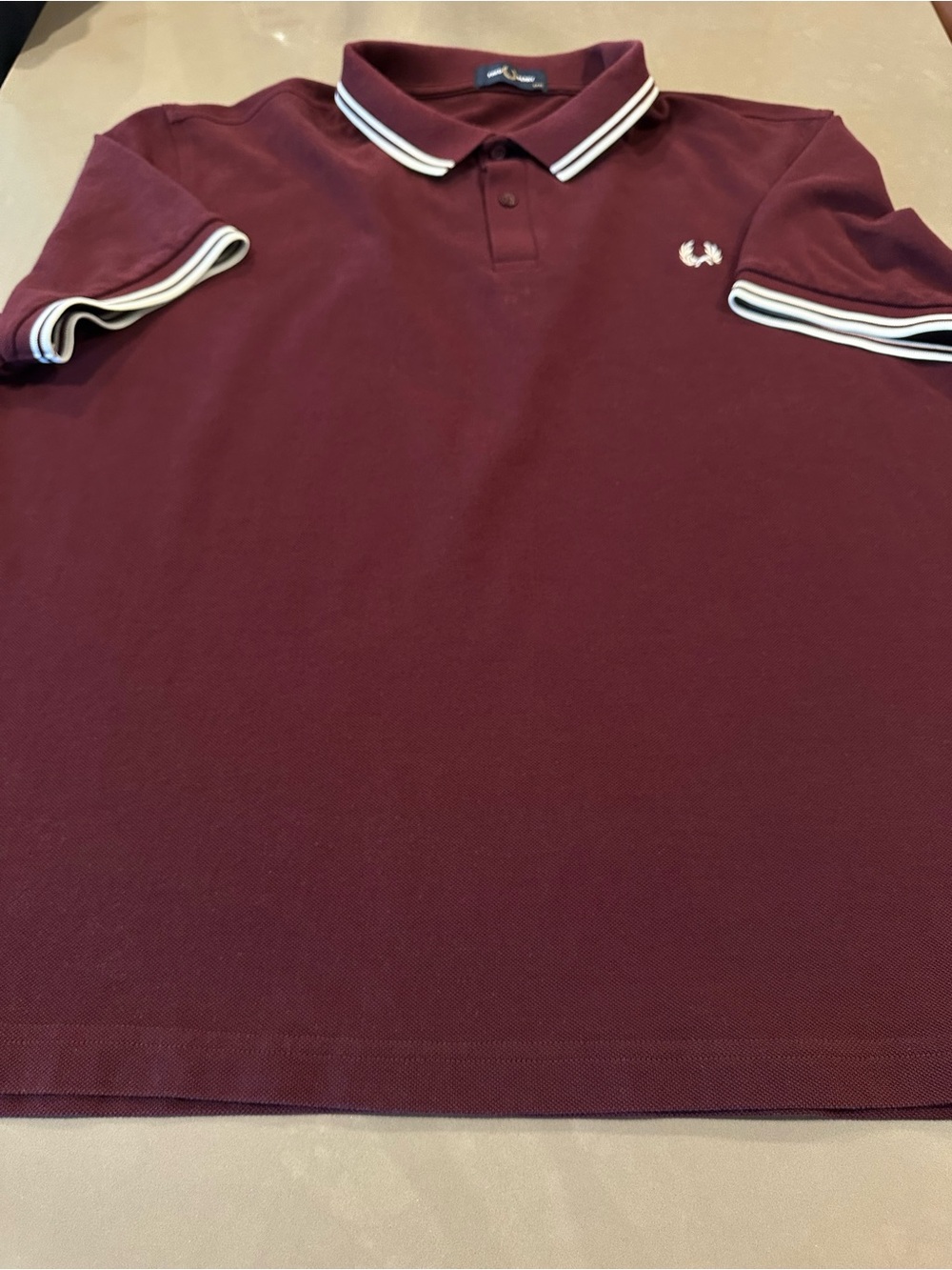 Fred Perry Maroon Polo with White Twin Tipping